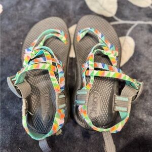 Chaco Gray with Colorful Geometric Straps